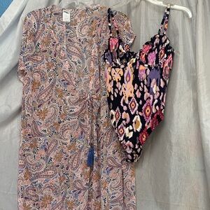 VENUS Black One-Piece Swim with Pink, Purple & Yellow Abstract Print